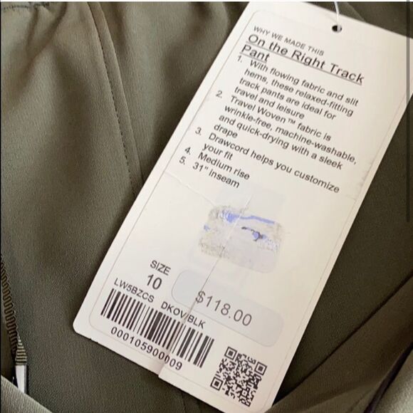 NWT Lululemon On the Right Track Pant Sz 10 - Picture 9 of 9